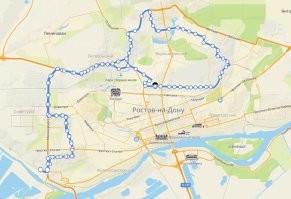 Вот маршрут 96 автобуса. Разница с 94 только в направлении движения на развилке (видно на схеме). Петлю объезжают по-разному.
Маршрут огромный по меркам Ростова, а с учетом пробок ппц.
Для сравнения второй снимок маршрут автобуса 4
Выгода, я предполагаю, просто в том, что автобусы новые не закуплены, а старые не хотят ремонтировать. А выгода в не закупке автобусов не такая и маленькая.