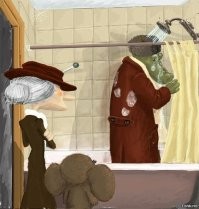 Художник остроумно совмещает известные картины с современной поп-культурой