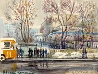 Москва. Напольный пр-д, д.9. Вид с ул.Молостовых. Самолёт, лет 8-10 назад убрали. Сейчас там колледж индустрии гостеприимства и менеджмента.