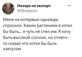 - Я хотел бы быть хреном
- Почему?
- А хрен его знает