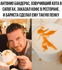 Я так понимаю, судя по детализации картинки, Бандерас получил абсолютно холодный кофе