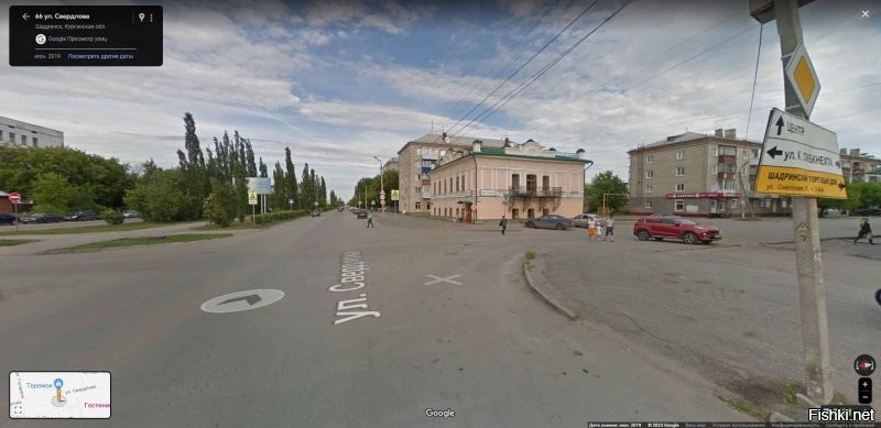 Точно. Есть знак "Главная дорога". Это перекрёсток ул.Свердлова - ул.Карла Либкнехта. Координаты: 56.086023, 63.621740.
Обзор с Гугл-карты с другого ракурса. Знак видно.