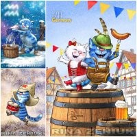 О, замечательные кошаки, нравятся разные темы с ними. И знаки зодиака понравились и праздничные темы. Октоберфест -как фотография получился