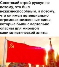 Как раз именно потому что был не жизнеспособным он и рухнул.Народ пахал, а обещанное светлое будущее под названием коммунизм всё не наступало.Плюс добавить цензуру и невозможность простому смертному путешествовать по миру, а так же тотальная ложь про то что всё в СССР было хорошо а на западе всё плохо.А модель капитализма к сожалению рабочая что мы и видим.