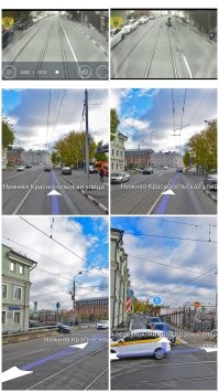 А она и не переходила, а даже перебегала в неположенном месте. 
Нет там перехода через Нижнюю Красносельскую. 

Камера на трамвае, конечно та ещё, но узнать местность вполне возможно. 

Я там жил, неподалёку. 

Ну и Яндекс-панорама, в помощь.