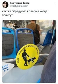 Слепые же не видят, а если увидят-читать не могут. Это для собаки-поводыря надпись.