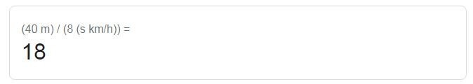 Метры в секунду конвертируем в километры в час - получаем 18км/ч. Но это если 40m/8s. Вставь как тебе кажется свои цифры ?m/?s km/h и "попроси" гугл посчитать. - Сколько получилось?