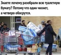 Это они еще не видели как в России туалетную бумагу в Covid скупали(с) Ага, в Химках ещё жопно-бумажные бунты были! Пост кусок дебила пилил, туалетную бумагу в Америке скупали!