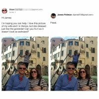 в оригинале всё норм, он гондольера переодел и теперь он стал похож на него сам)