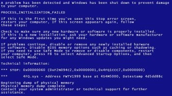Blue Screen of Death (BSOD) выглядитнесколько иначе. Не так оптимистично