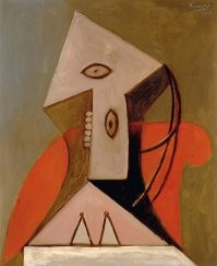 Я думаю, что наша цивилизация бы ничего не потеряла, даже если б эта картина была не за стеклом.
В начале 20-го века стало модно открыто демонстрировать свою бездарность и пошлость и внушать окружающим, что это прекрасно. Пикасо этих "женщин" в кресле на намолевал несколько штук - одна страшнее другой (в смысле "картины", а не женщины). То что там изображены женщины можно понять по вульгарно и схематически нарисованным половым органам... Да на стенах  в общественных советских сортирах при вокзалах мелких городов рисовали лучше!
Лично я такую хрень искусством не считаю. И мне жалко людей, которые этим восторгаются.