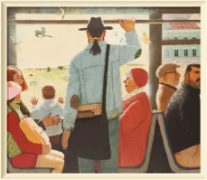 Я так понимаю, автопортрет? 
Хорошие, добрые работы