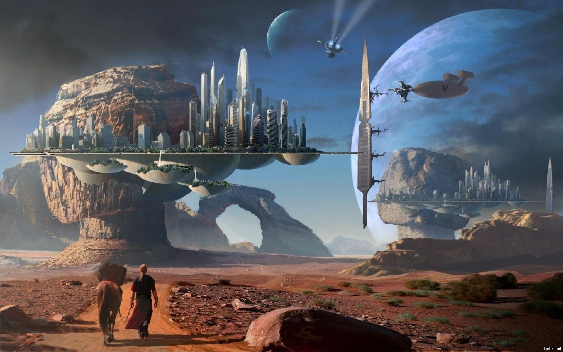 Город новой эры. Фантастические планеты. Инопланетные пейзажи. Научно фантастические пейзажи. Пейзажи других планет.