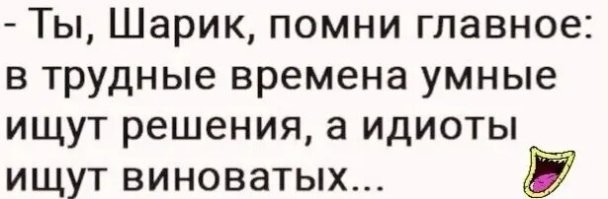 Когда идиоты ищут виноватых, то обычно выходят на самих себя.