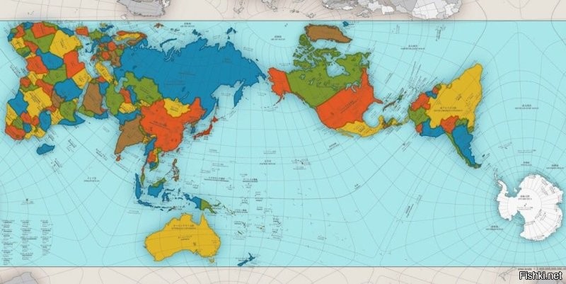 Нам в школе рассказывали, что на любой карте будут искажения. В зависимости от проекции  размеры обьектов будут меняться. Кстати, интересно посмотреть на карты мира разных стран.