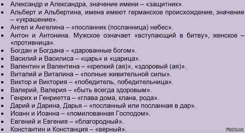 Одинаковые мужские и женские имена