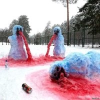 Снеговики, которых слепили очень оригинальные люди