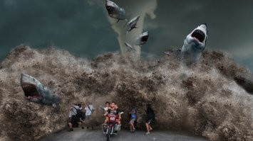 Ну в принципе похожий фильм есть, даже серия "Акулье торнадо" называется.