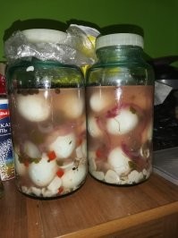 Проще некуда, сделать рассол по вкусу и яйца вареные туда...постоянно делаю.