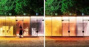 Технологии шагнули вперед, сейчас уже ставят общественные туалеты,которые могут становиться прозрачными. Или не прозрачными..