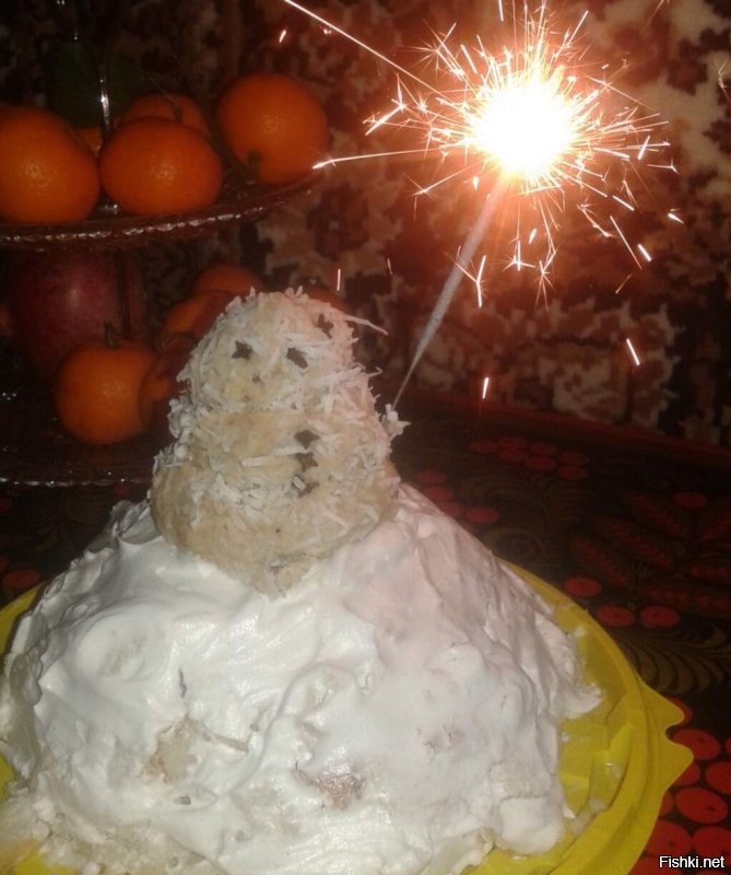 Спасибочки) мы тоже снеговика на новогодний торт сажаем