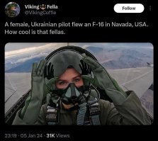 Эта та,которую хохлы выдавали за свою пилотку которая ф-16 управляет:))