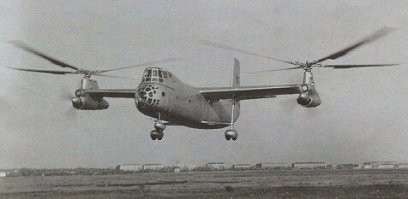 Старый древний Ка-22. Только 60 лет назад проблему с распределением пощности между подъёмными и тянущими винтами толком не решили. Было несколько аварий.