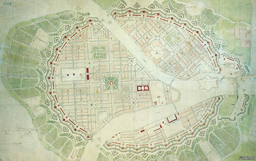 Генеральный план Петербурга, составленный Леблоном в 1717г.