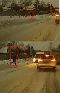 От момента выпрыгивания пешехода, меньше полутора секунд до удара. Ближе к одной. 

Какие 70 метров? 
Когда машина была за 70 метров, пешеход ещё  к переходу не подбежал.