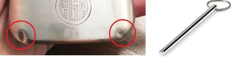 Вмятины тоже можно было выровнять, металлическим штырём с закруглённым концом через горло.