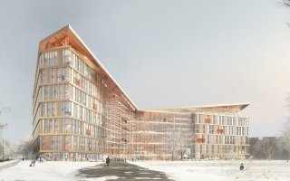 Новый офис Яндекса тоже решили обшить стальными листами.
С плазменным покрытием нитридом титана под золотой оттенок.

Ну а что. Перепадов температуры не боится.
Выглядит не как промышленный вентилируемый фасад.