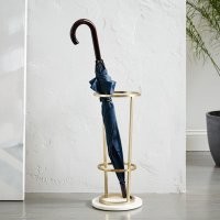 Подставка для зонтов должна иметь обруч и на верхнем конце. Иначе зотн не будет стоять. И обычно внизу делают что-то в виде тарелки, для стекающей воды.