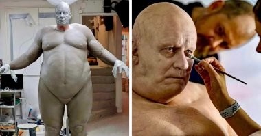 Могу ошибаться (ч/б формат и качество фото смущает), но весьма похоже на Стеллана Скарсгаарда в гриме барона Харконнена