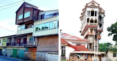 В южных республиках увлекаются расширением жилплощади.
На фото: 
Самострой в Грузии.