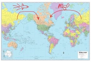 Америка хоть и в центре на их картах но Россия со всех сторон ))