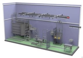 Корова не может "бороться за жизнь". Она понятия не имеет куда её ведут и зачем. Или думаете, ей зачитали приговор, вот она и расстроилась?
Это не "помещение бойни", как автор поведал, а разделочный цех, и корову просто куда-то переводили сквозь него. Видимо что-то её напугало, последствия на видео. 
Было дело работал в Мираторге, и как раз на площадке откорма КРС. Поэтому некоторое представление имею.
А помещение современной бойни изнутри выглядит примерно так: