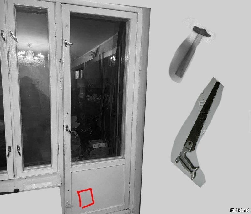 Конечно представляю как выглядела дверь. Вот реконструкция, вспомнил, что они сначала пробили отверстие молотком, потом пилили пилой-ножовкой.