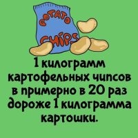пачка  90гр - 145р
картошка - 24р кг....
в 67 раз
