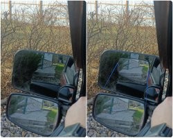 Ага. 
 А бывает такие штатные, заводские зеркала, что с помощью н х и побриться сложно, не то, что за дорожной обстановкой следить. 

Приходится нештатные ставить. 

Вот, сфотографировал, для сравнения.