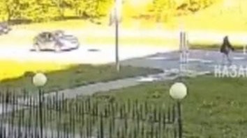 Не оправдываю водителя, но, похоже, его солнце ослепило. 
А пешеходный переход в тени.