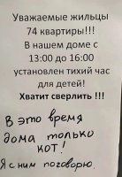 А кто-то ложится в 21:00, чтоб встать в 4:00. В это время, выспавшиеся дети, либо орут на площадке до 23:00, либо устраивают забеги и футбол над головой.