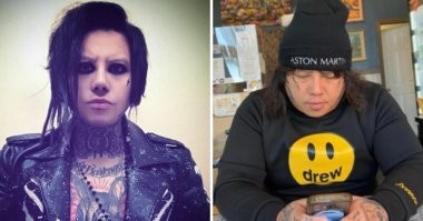 Тут по моему просто старая фотка, ещё молодого. Следов обработки не вижу.