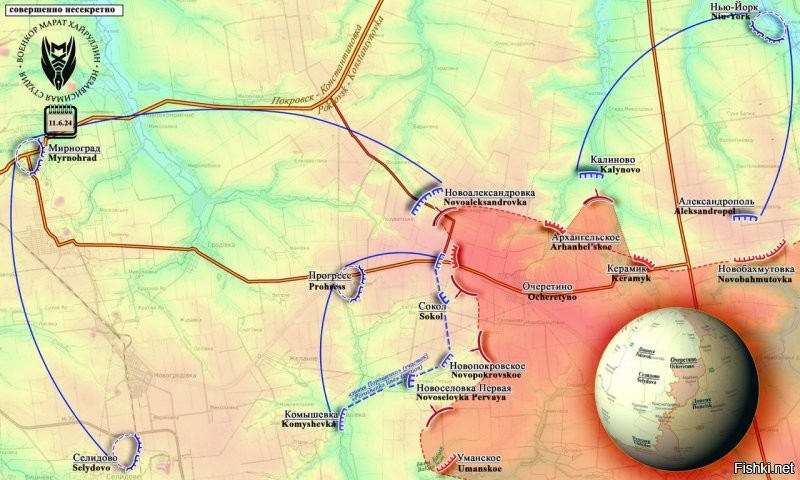 Заходим на Стельмаховку и смотрим на Петропавловку 
Короткая сводка с фронта 12 июня 2024 года  
 
Минобороны РФ заявило об освобождении на Купянском направлении сëл Артëмовка (Мясожаровка) и Тимковка. С освобождением Артëмовки мы заходим с юга на Стельмаховку, на которую в последнее время идут атаки с разных направлений. 
Тимковка же, как село, не существует ещë со времëн Советского Союза, оно было ликвидировано в 1987-м году. Но эта местность является очень важной. Там расположена высота, главенствующая по направлению к Купянску, поэтому она отчаянно оборонялась укропами.  
С неë открываются позиции в районе Петропавловки, находящейся перед Купянском. Это важно ещë и потому, что между Петропавловкой и Куриловкой противник оборудовал в последнее время ряд опорников, выстроив таким образом укрепрайон там.  
Сейчас накрывают позиции укропов в западной части Петропавловки, также нанесли удар авиацией и артиллерией по мосту (вернее переправе) в районе Купянск – Узловой. 
В районе Ивановки продвинулись западнее и расширили контроль практически до Степовой Новосëловки. Дорога к ней, как и само село, взята под артконтроль, а значит ждем в ближайшее время освобождения и этого населëнного пункта.

Заходим на Стельмаховку и смотрим на Петропавловку 
Короткая сводка с фронта 12 июня 2024 года  
 
Минобороны РФ заявило об освобождении на Купянском направлении сëл Артëмовка (Мясожаровка) и Тимковка. С освобождением Артëмовки мы заходим с юга на Стельмаховку, на которую в последнее время идут атаки с разных направлений. 
Тимковка же, как село, не существует ещë со времëн Советского Союза, оно было ликвидировано в 1987-м году. Но эта местность является очень важной. Там расположена высота, главенствующая по направлению к Купянску, поэтому она отчаянно оборонялась укропами.  
С неë открываются позиции в районе Петропавловки, находящейся перед Купянском. Это важно ещë и потому, что между Петропавловкой и Куриловкой противник оборудовал в последнее время ряд опорников, выстроив таким образом укрепрайон там.  
Сейчас накрывают позиции укропов в западной части Петропавловки, также нанесли удар авиацией и артиллерией по мосту (вернее переправе) в районе Купянск – Узловой. 
В районе Ивановки продвинулись западнее и расширили контроль практически до Степовой Новосëловки. Дорога к ней, как и само село, взята под артконтроль, а значит ждем в ближайшее время освобождения и этого населëнного пункта.

На Северском направлении, по некоторым данным, освобождëн крупный укреп противника на юге от Белогоровки. А именно меловой карьер, который укропы оборудовали множеством огневых точек и бетонными бункерами, связанными между собой туннелями. Это такой же важный и такой же трудный для штурма укреп, как сама Меловая гора, расположенная западнее карьера. 
Наносятся удары нашими войсками и по району Серебрянки, выбивая там живую силу противника и срывая ротации им.  
На южном участке этого направления ожесточённые бои идут в районе Выемки, где противник пытался контратаковать, но не имел успеха и был отброшен.  
Наши же подразделения атакуют н.п. Раздоловка, с юга от которой расширили контроль вдоль лесополосы, примыкающей к селу и вышли на юго-восточный край.  
ВКС России накрыли полуторотонной бомбой расположение 54 ОМБр (отдельная механизированная бригада) в Северске, нанеся урон личному составу противника.

На Покровском направлении расширили контроль южнее Новоалександровки. В самом селе противник оттеснëн в западную часть, сегодня село практически полностью находится под контролем ВС РФ. Сейчас идëт дозачистка от укропов.  
На северо-западе от Новоалександровки, примерно в шести километрах, проходит очень важная трасса Покровск- Константиновка, перерезание которой существенно ударит по логистике ВСУ.  
Возле н.п.Сокол продвинулись на широком участке, подойдя в том числе с северо-востока к большому укрепу (часть "линии Порошенко"), расположенному севернее входа в село.  
Развиваем успехи с юга и востока по направлению к Новосëловке Первой. Там так же продвинулись на широком участке к Новопокровскому и начали бои за само село, зайдя в него и закрепившись в домах.  
Южнее вышли за балку Бабаки, расположенную северо-западнее Уманского, отодвинув противника примерно на 700 метров, и подошли к посадкам, которые, как и любые лесные массивы, являются более удобным местом расположения личного состава, чем открытые поля.