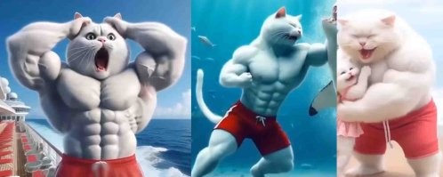 Так и шерсть у него то отсутсвует, то в конце появилась.
Если оправдывать тем, что это он вспушился для просушки, то почему под водой она не распушилась?