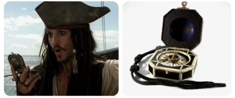 Он по компасу.