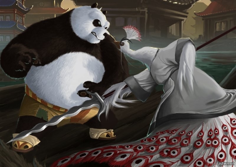 Панда лишила павлина части оперения