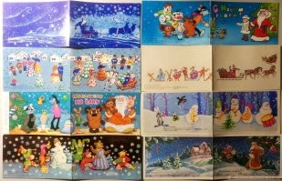 А я про кино из детства вспоминаю как на зимние каникулы раздавли абонимент на детские фильмы и мультики. На красивой открытке печатали сеансы по дням. Нам это вообще ничего не стоило! А что за картины были! Хоть и не единожды смотренные, в компании своих одноклассников, друзей это было реальное двойное удовольствие. Хотя в то время телевизоры были у всех. Причём безо всяких буфетов. Обычно такие абонементные сеансы крутили в самых простых кинотеатрах города и там не было буфетов. Вот типа таких открыток были.