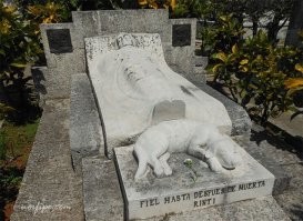 Пишу о том, что видел лично. 1.  Ринти. Когда умерла хозяйка, Ринти пришла на могилу хозяйки и лежала, отказываясь есть и пить и умерла там же. Очень редкий случай - собачка на памятнике! Кладбище Сементерео де Колон, Гавана. 2. Финка Вихия. Пригород Гаваны. Четыре могилы любимых собачек Хемингуэя. Хемингуэй любил не только кошек!