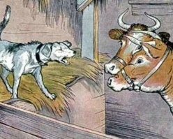 Собака на сене (не на речке)! Басня Эзопа.