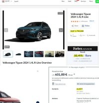 На том же сайте
Новенький Volkswagen Tiguan 2024 R-Line, бензин, передний привод, 2024 года выпуска стоит 1 750 000 египетских фунтов , что в пересчете составляет 32,4 тыс. евро.  Такой же новый автомобиль в Германии обойдется немцам в 64,5 тыс. евро.
YallaMotor - не автосалон, купить новое авто там нельзя